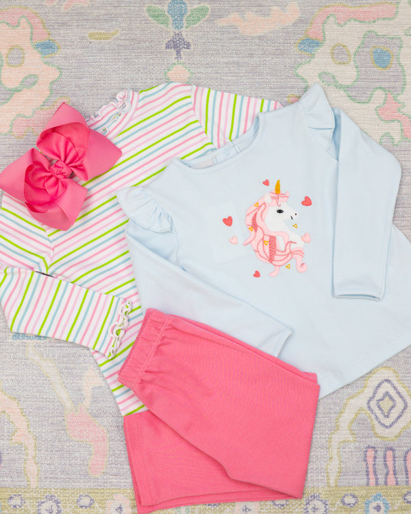 Ruffle L/S Shirt- Multi Stipe