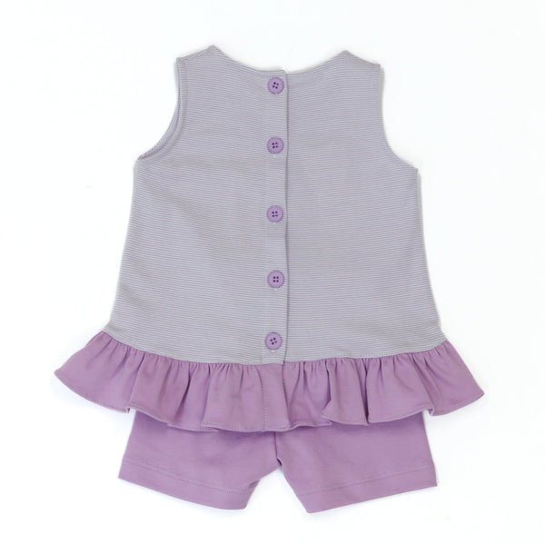 Lilac Stripe Ruffle Short Set