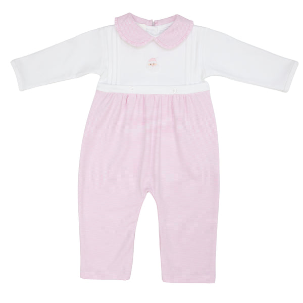 Mini Santa Romper- Pink Stripe