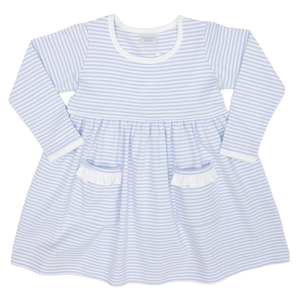 Popover LS Dress- Light Blue Stripes