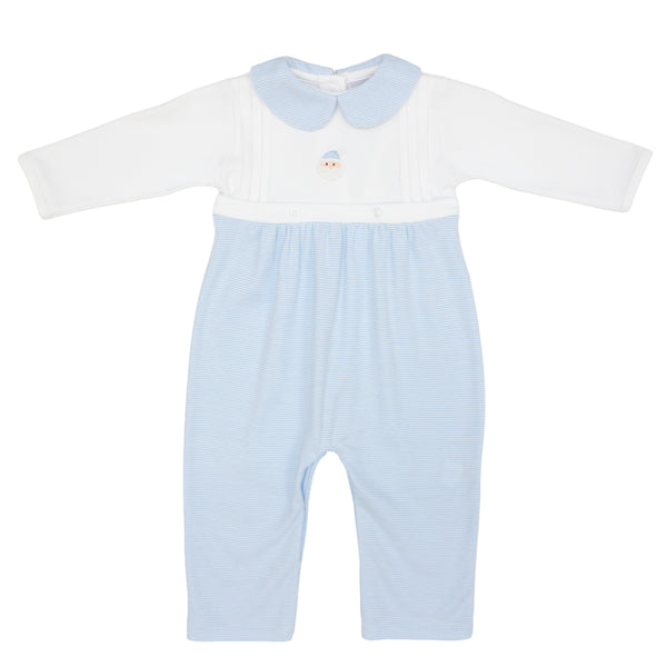 Mini Santa Romper- Blue Stripe