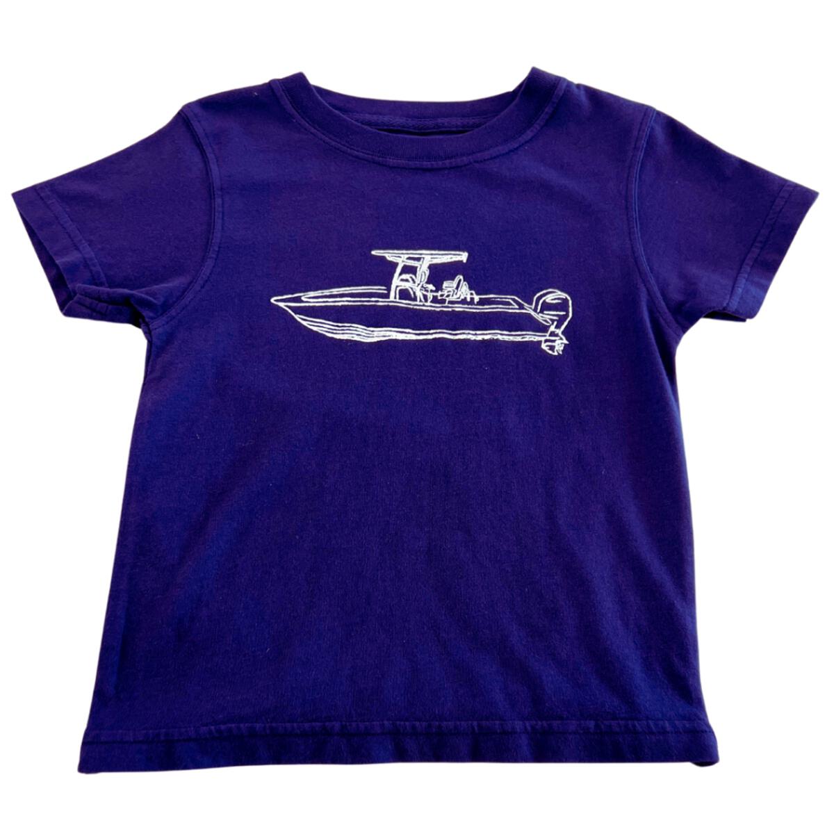 Navy Center Console Boat T-Shirt Small (6-8)