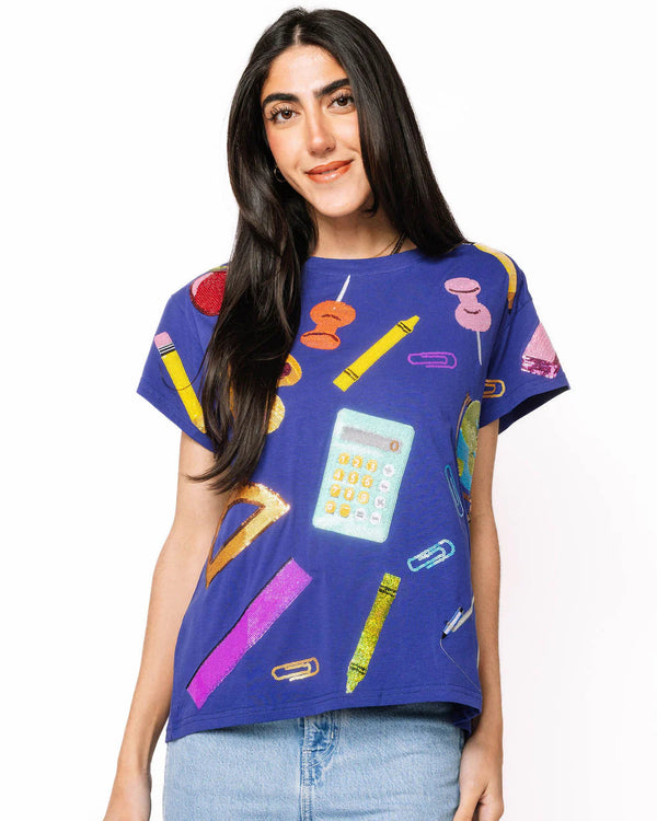 Navy School Supplies Tee- (Women's)