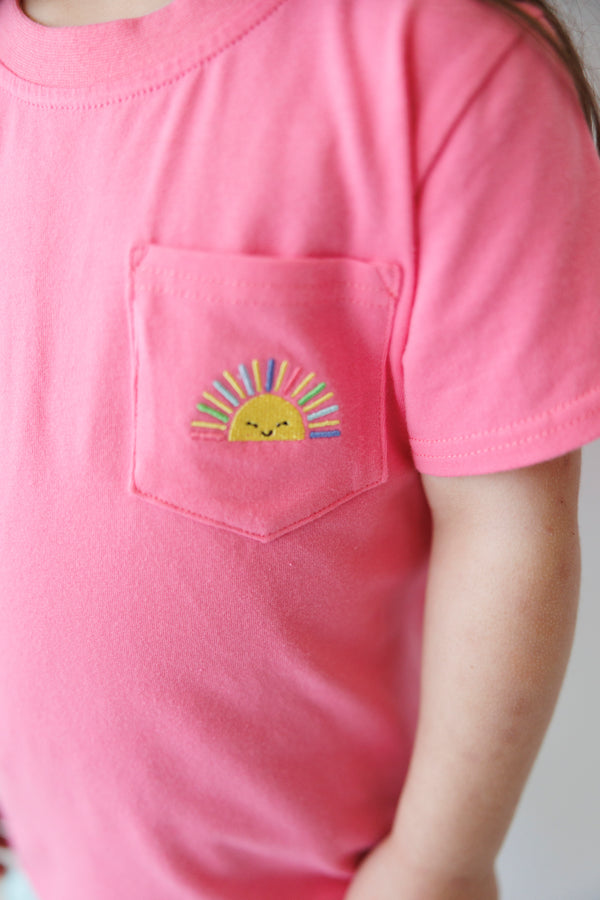Pocket Tee- Rainbow Sun