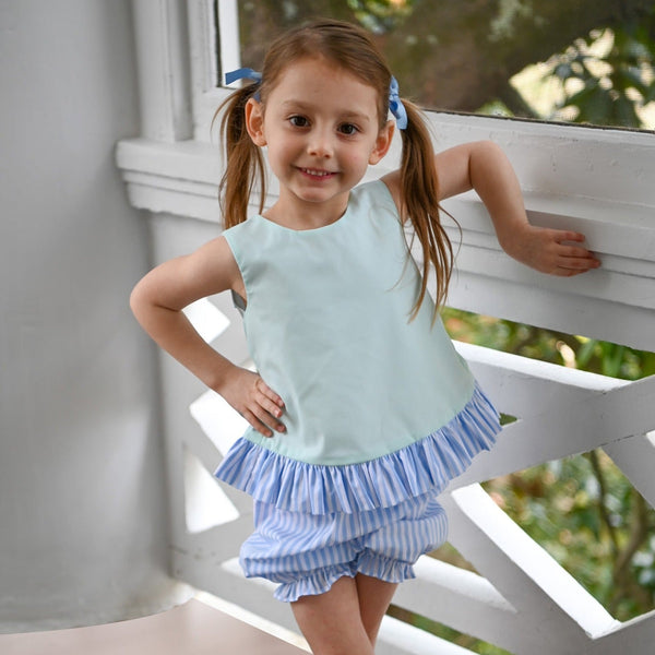 Sutton Swing Set- Mint/Blue Stripe