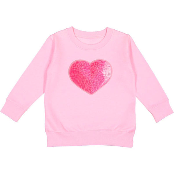 Heart Sequin Patch Valentine's Sweatshirt- Pink