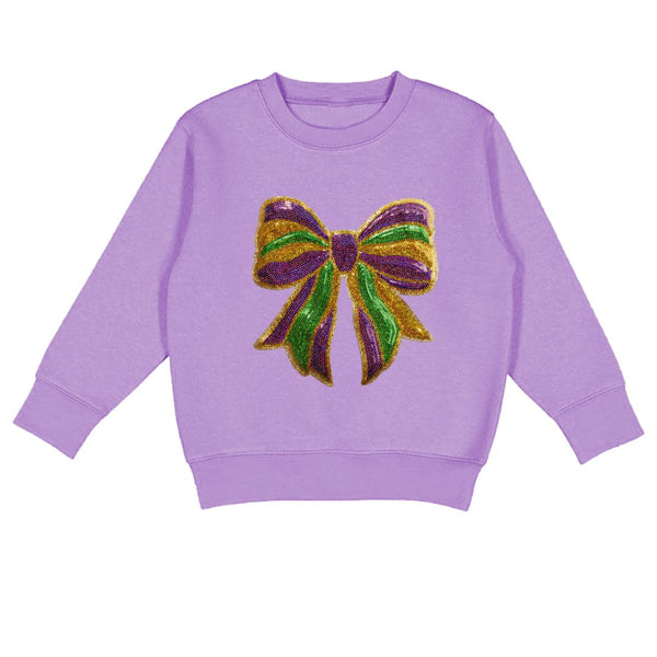 Mardi Gras Sequin Bow Patch Sweatshirt