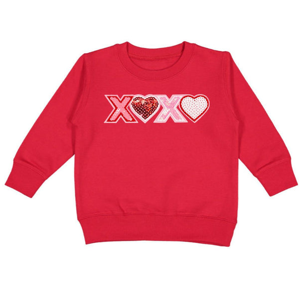 XOXO Sequin Patch Valentine's Sweatshirt- Red