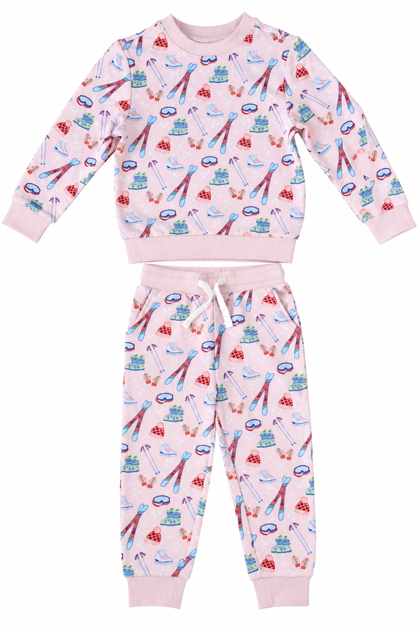 Sweatshirt Pant Set- Ski Season Pink