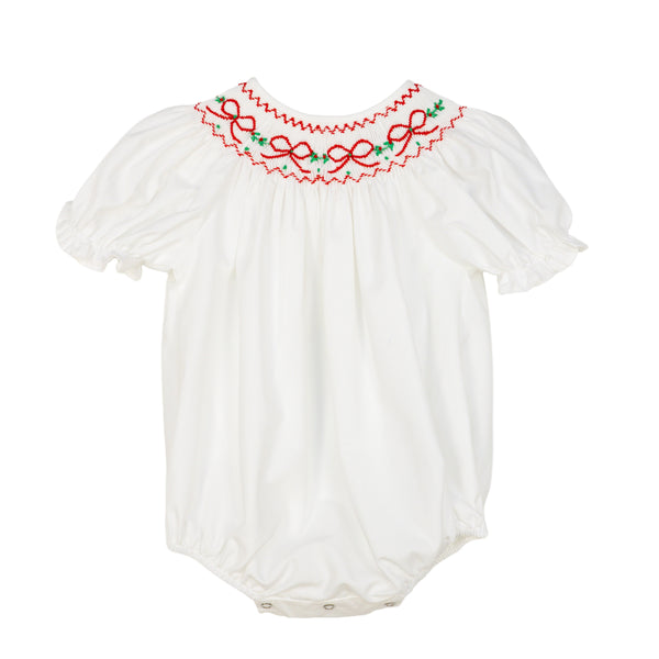 Red Bows & Garland Smocked Bubble