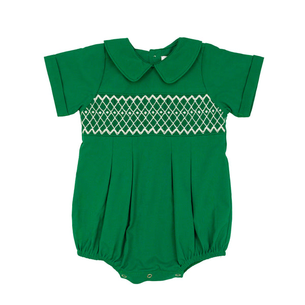 Joseph Smocked Bubble- Hunter Green