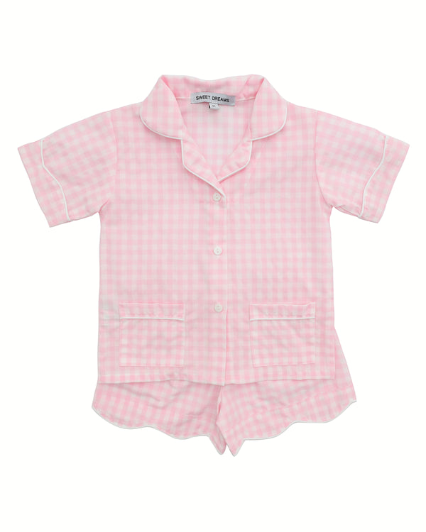 Pink Gingham Short PJ Set