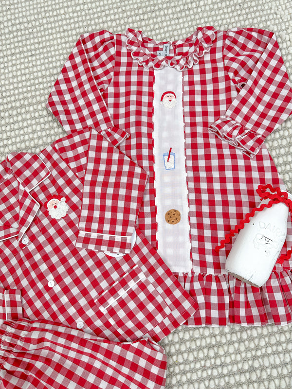 Red Gingham Santa Emb Pajamas