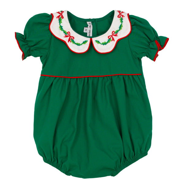 Bow & Holly Scallop Collar Bubble- Hunter Green