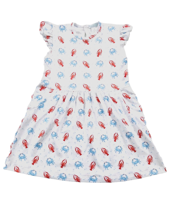 Crabs Flutter Sleeve Pima Dress