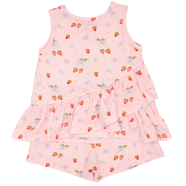 Rosie Ruffle Back Susie Shorts Set- Summerfield Strawberries