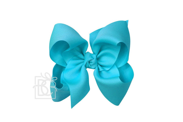 Grosgrain Bow On Clip- Turquoise