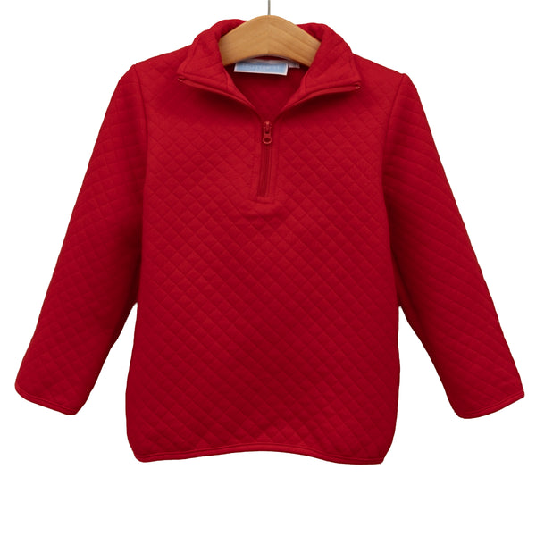 1/4 Zip Quilted Pullover- Red