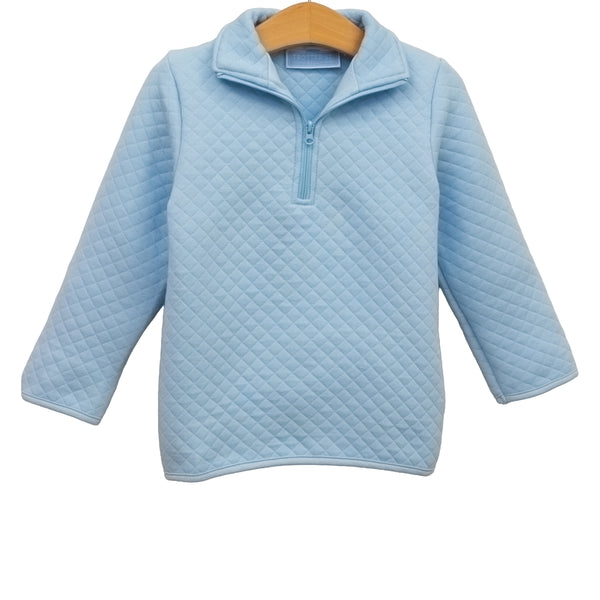 1/4 Zip Quilted Pullover- Light Blue