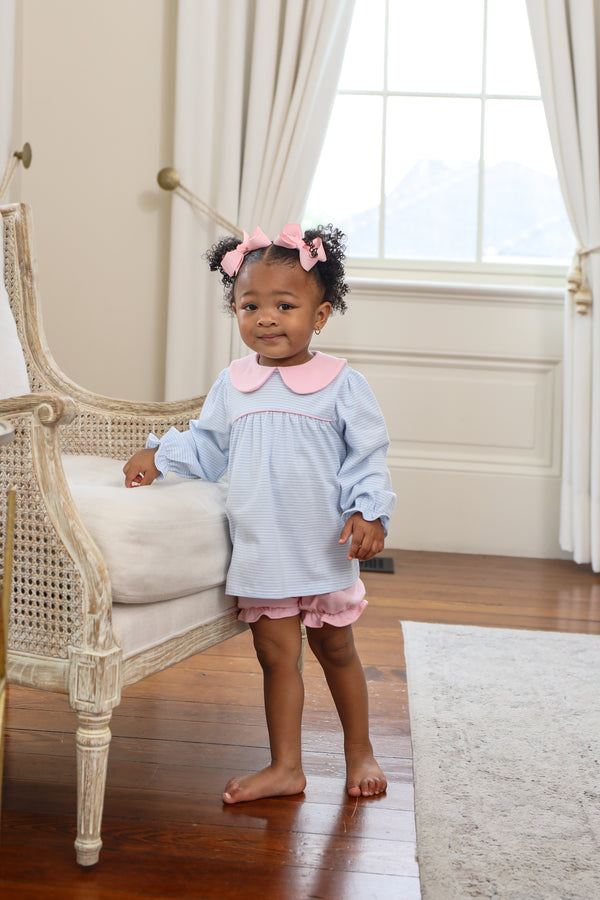 Katherine Bloomer Set- Light Blue Stripe/Light Pink