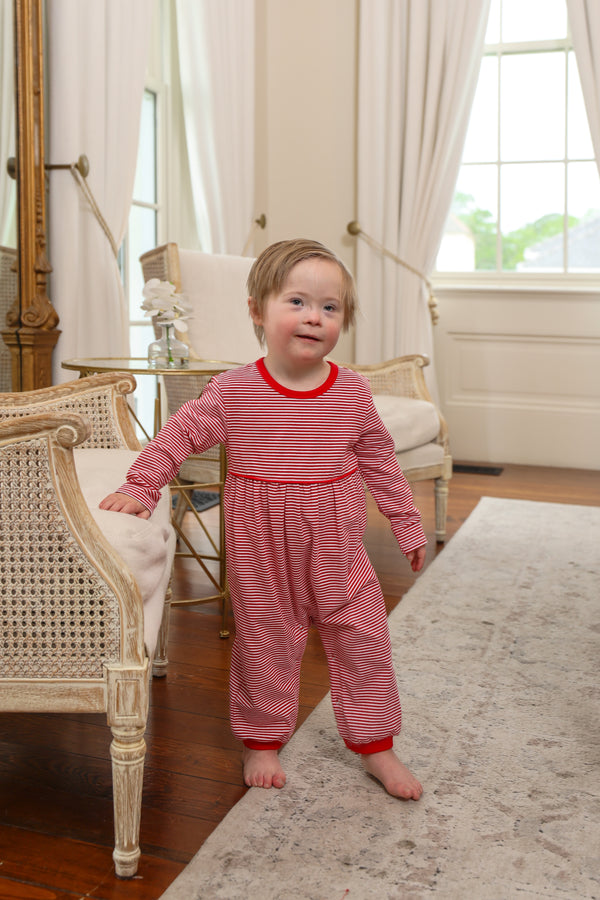 Bennett Romper- Red Stripe