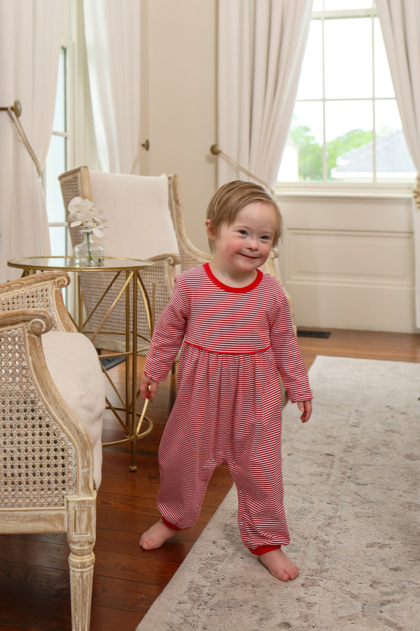 Bennett Romper- Red Stripe