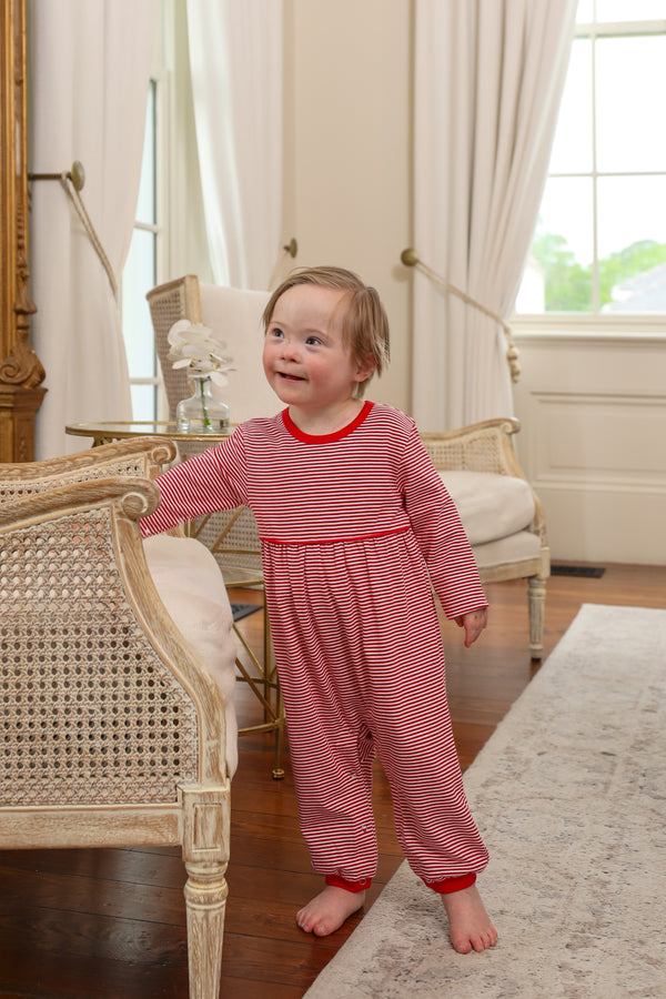 Bennett Romper- Red Stripe