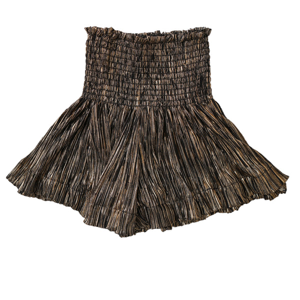 Black/Gold Pleat Swing Shorts