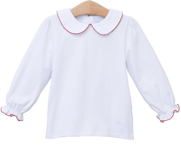 Peter Pan Collar Shirt- Red