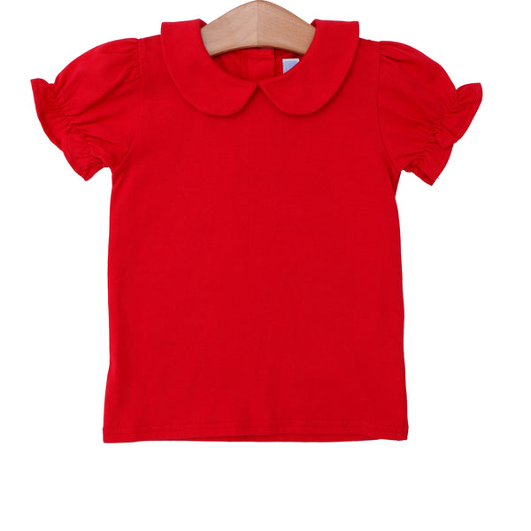 Peter Pan Collar Shirt- Red