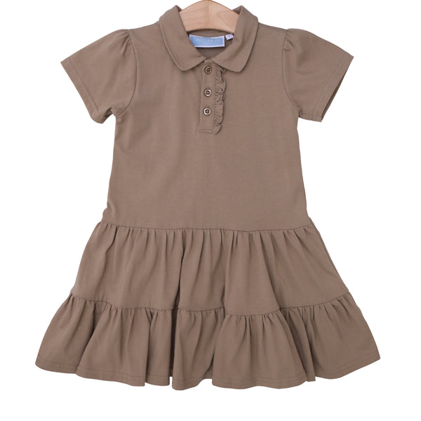Ruffle Polo Dress- Khaki