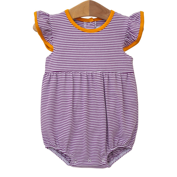 Lucy Game Day Bubble- Purple Stripe/Orange