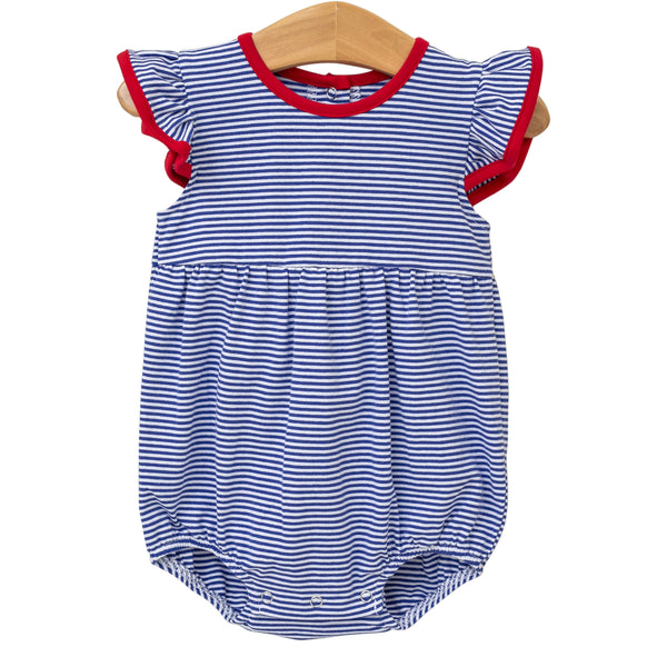 Lucy Game Day Bubble- Royal Blue Stripe/Red