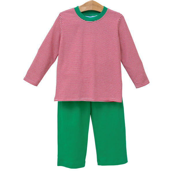 Miller Pants Set- Red Stripe/Green