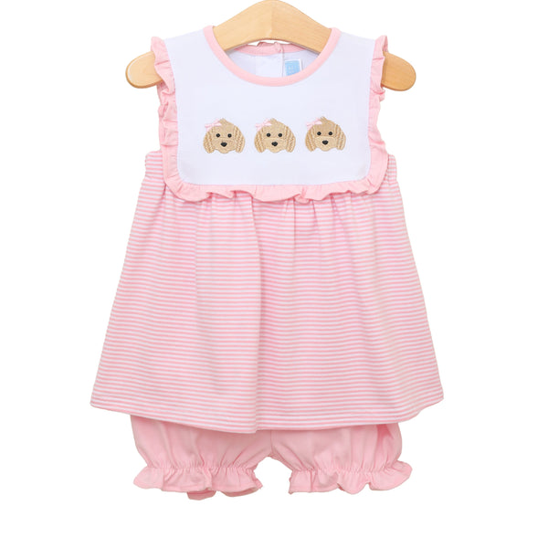 Puppy Trio Embroidery Bloomer Set