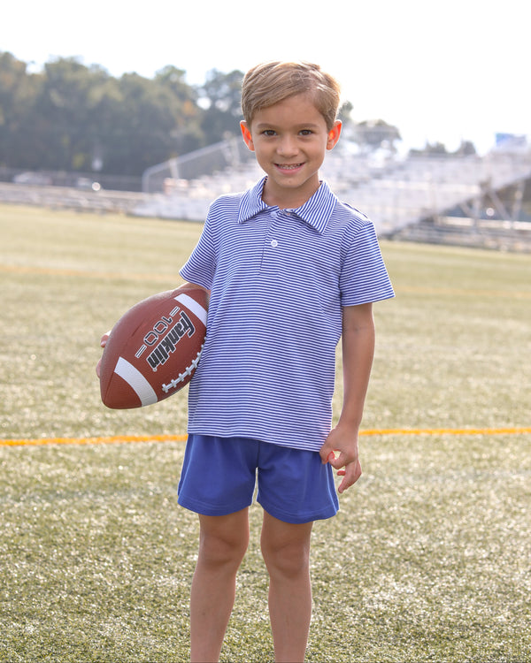 Henry Game Day Polo- Royal Blue Stripe