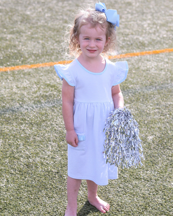 Lucy Game Day Dress- Light Blue Stripe