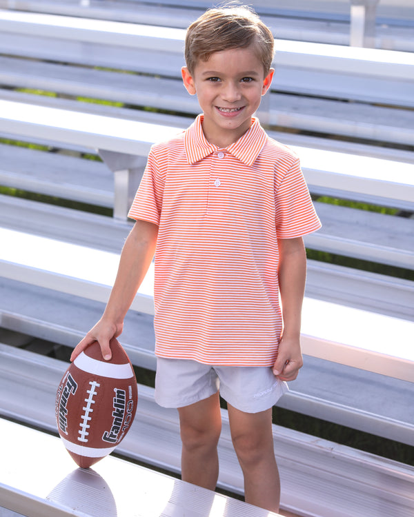 Henry Game Day Polo- Orange Stripe