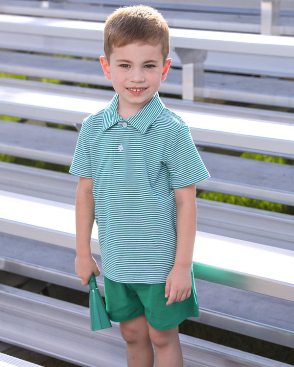 Henry Game Day Polo- Green Stripe