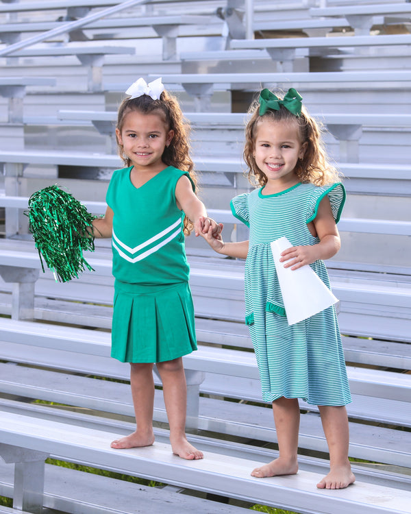 Lucy Game Day Dress- Green Stripe