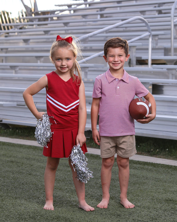 Henry Game Day Polo- Crimson Stripe
