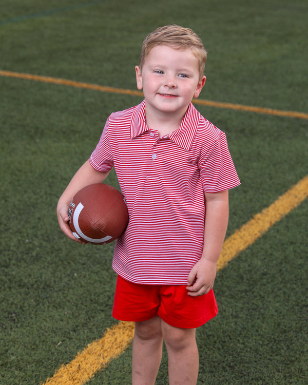 Henry Game Day Polo- Red Stripe