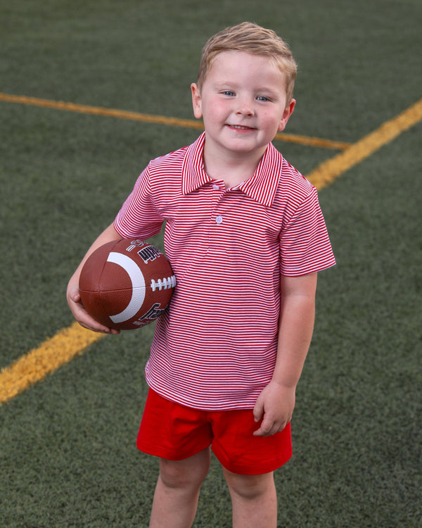 Henry Game Day Polo- Red Stripe