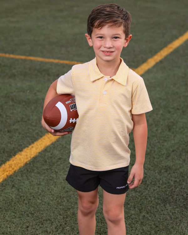 Henry Game Day Polo- Gold Stripe