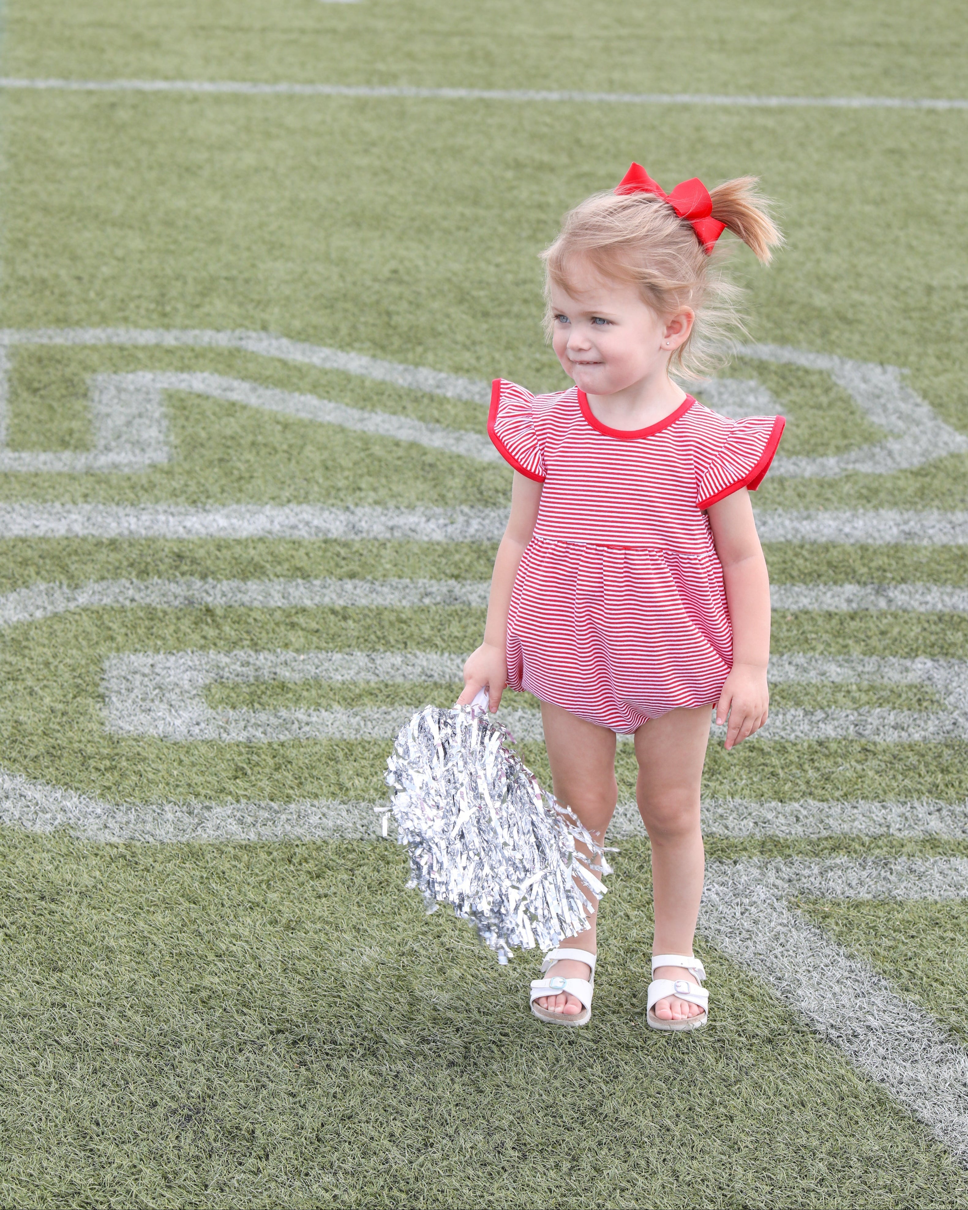 Lucy Game Day Bubble- Red Stripe Smock Candy Lucy Game Day Bubble- Red Stripe Smock Candy