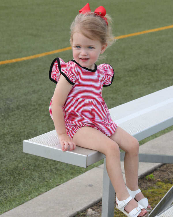 Lucy Game Day Bubble- Red Stripe/Black