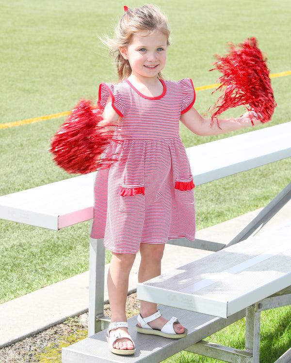 Lucy Game Day Dress- Red Stripe