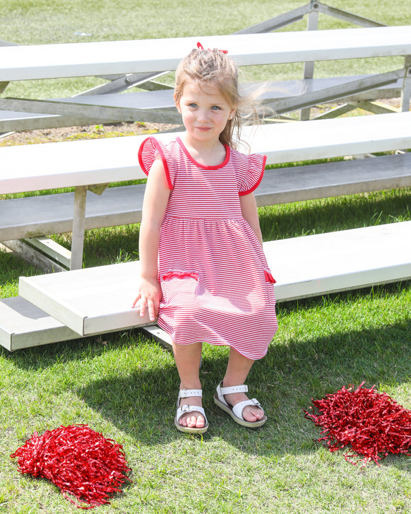 Lucy Game Day Dress- Red Stripe