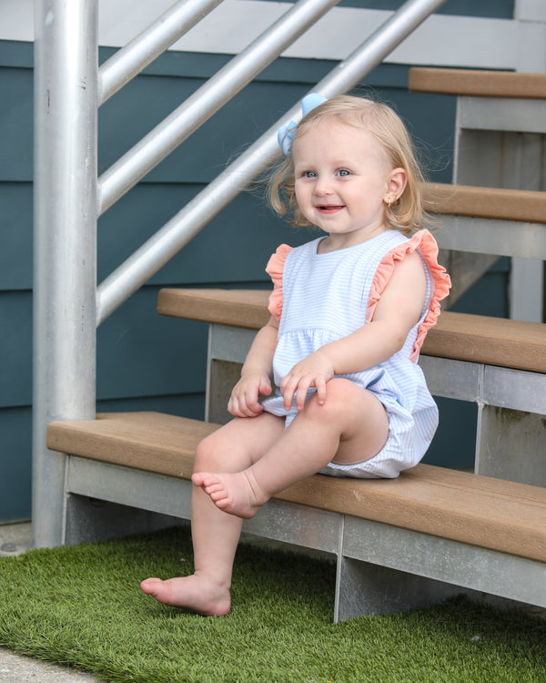 Josie Bubble- Light Blue Stripe/Coral