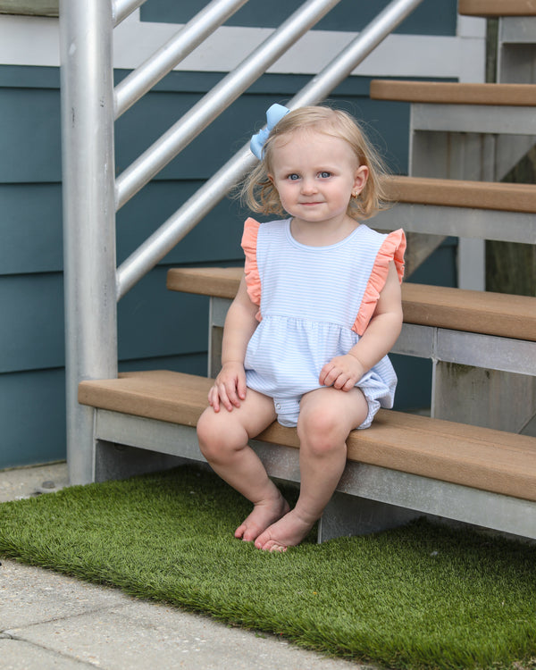 Josie Bubble- Light Blue Stripe/Coral